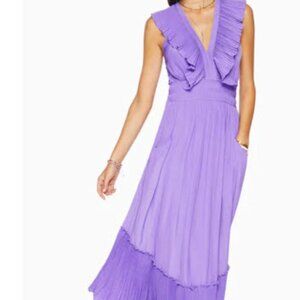 Ramy Brook Camden Purple Ruffled Pleated Maxi Gown